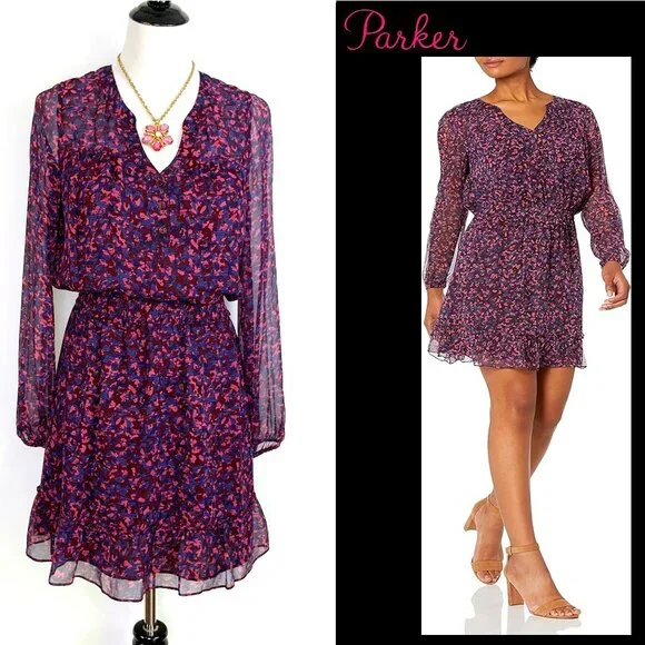sachin and babi light blue dress New Anthropologie The Josephine Smocked Drop-Waist Dress Green Floral Dress  Sz L main image 1